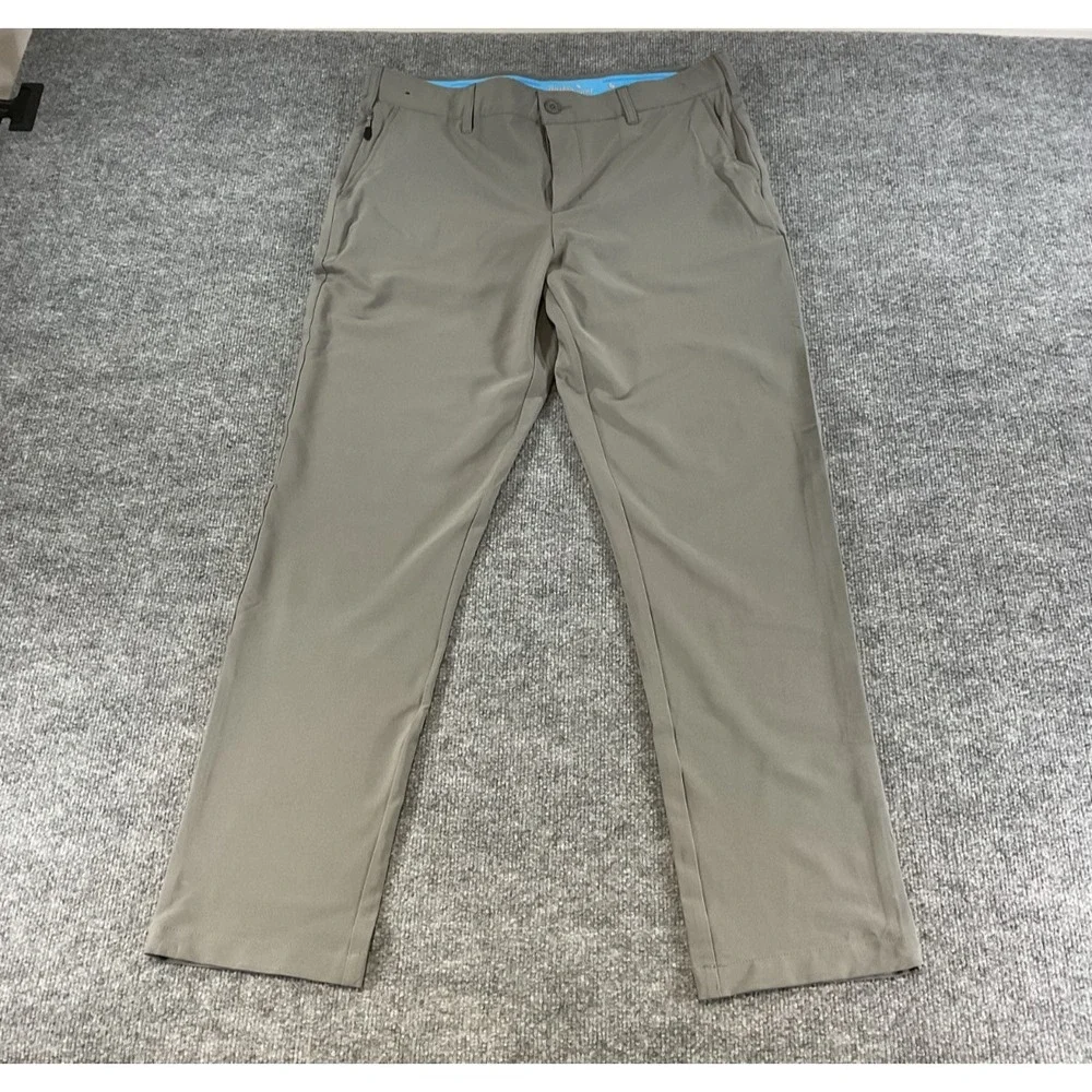 Birdie Bound Golf Pants Mens 36x32 Gray Performance Stretch Flat Front Athletic